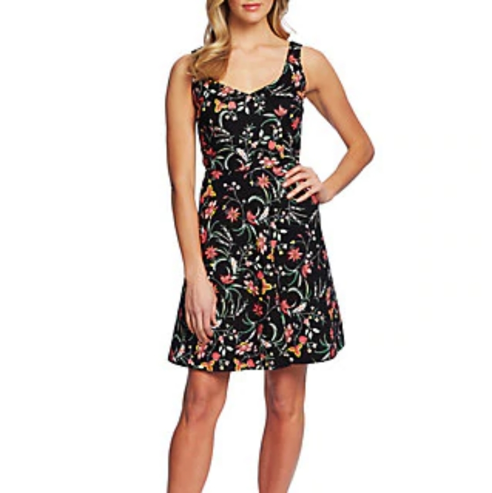 NWT Sleeveless Floral Twill Dress